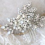 White opal bridal hair comb - PATRICIA - Treasures by Agnes
