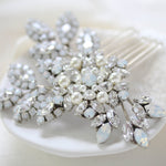 White opal bridal hair comb - PATRICIA - Treasures by Agnes