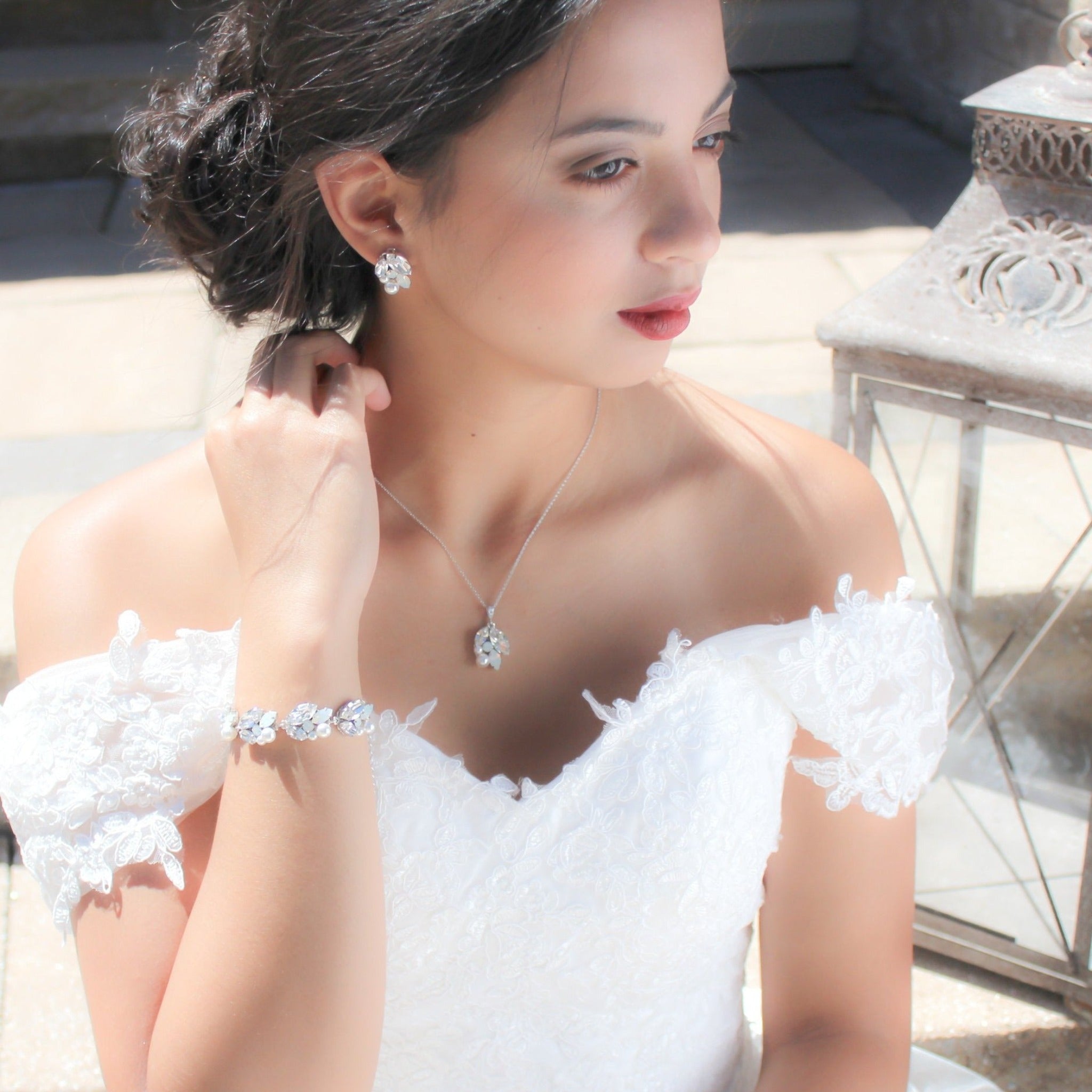 White opal Bridal stud earrings - BRIAR - Treasures by Agnes