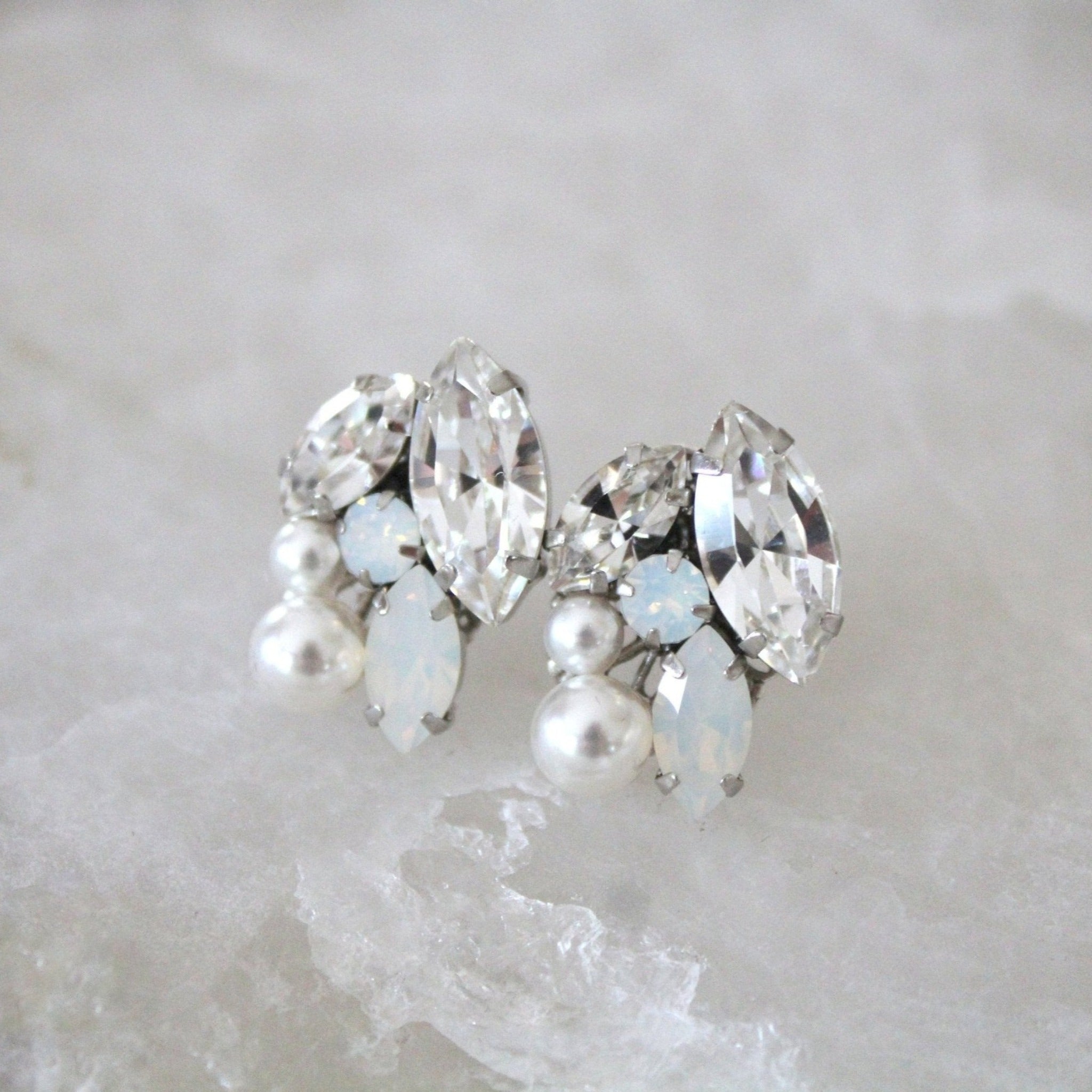 White opal Bridal stud earrings - BRIAR - Treasures by Agnes