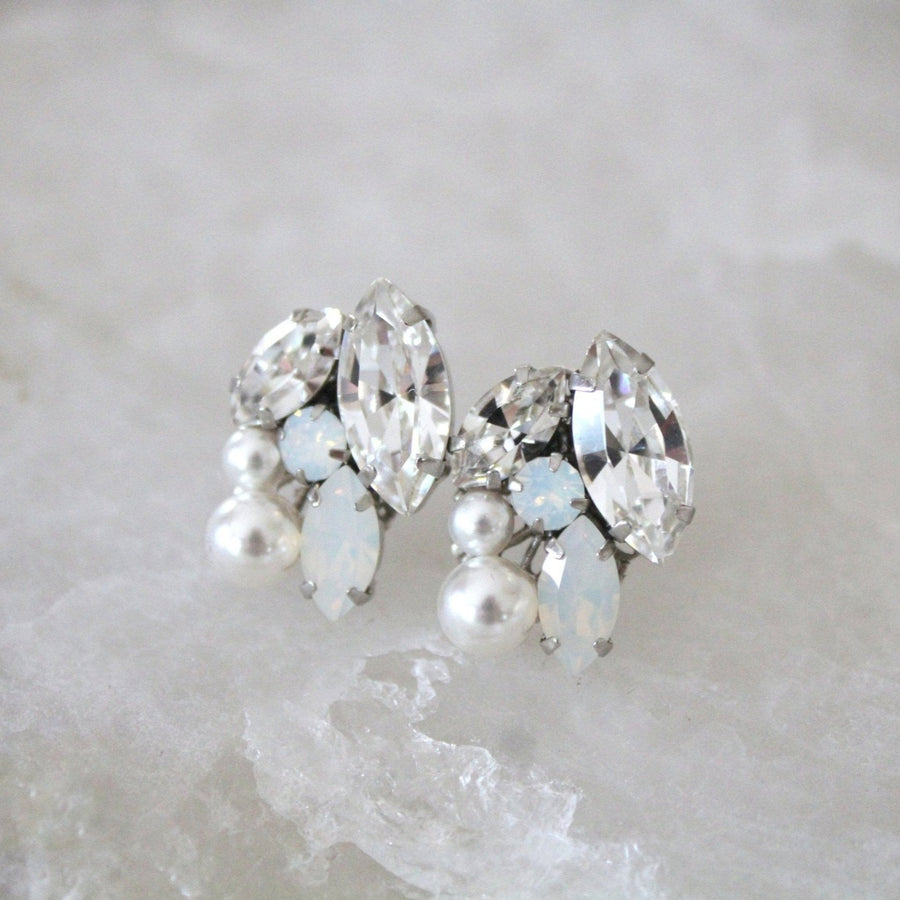 White opal Bridal stud earrings - BRIAR - Treasures by Agnes