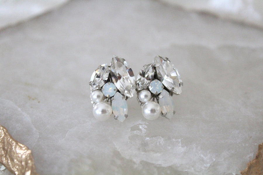 White opal Bridal stud earrings - BRIAR - Treasures by Agnes