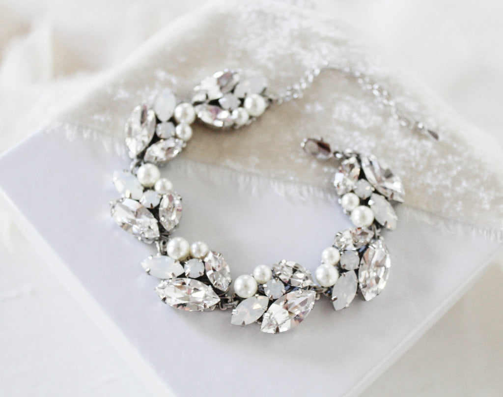 White opal Crystal Bridal bracelet - BRIAR - Treasures by Agnes