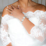 White opal Crystal Bridal cuff bracelet - VIENNA - Treasures by Agnes