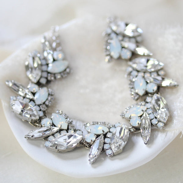 White opal Crystal Bridal cuff bracelet - VIENNA - Treasures by Agnes