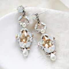 White opal Crystal Bridal earrings - ALEXIS - Treasures by Agnes