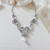 White opal crystal Bridal statement necklace - CATALINA - Treasures by Agnes