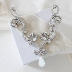 White opal crystal Bridal statement necklace - CATALINA - Treasures by Agnes