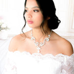 White opal crystal Bridal statement necklace - CATALINA - Treasures by Agnes