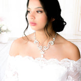 White opal crystal Bridal statement necklace - CATALINA - Treasures by Agnes