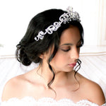 White opal Crystal Bridal tiara crown - CATALINA - Treasures by Agnes
