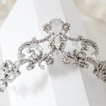 White opal Crystal Bridal tiara crown - CATALINA - Treasures by Agnes