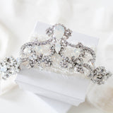 White opal Crystal Bridal tiara crown - CATALINA - Treasures by Agnes