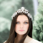 White opal Crystal Bridal tiara crown - CATALINA - Treasures by Agnes