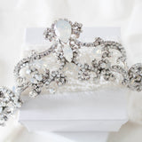 White opal Crystal Bridal tiara crown - CATALINA - Treasures by Agnes