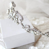 White opal Crystal Bridal tiara crown - CATALINA - Treasures by Agnes