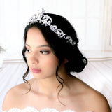 White opal Crystal Bridal tiara crown - CATALINA - Treasures by Agnes