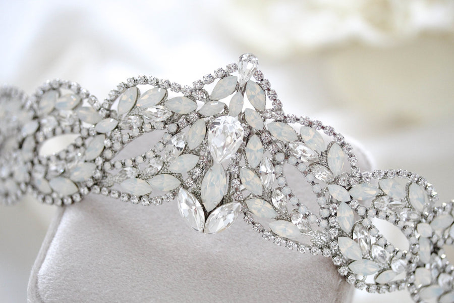 White opal crystal bridal tiara - MARLEY - Treasures by Agnes