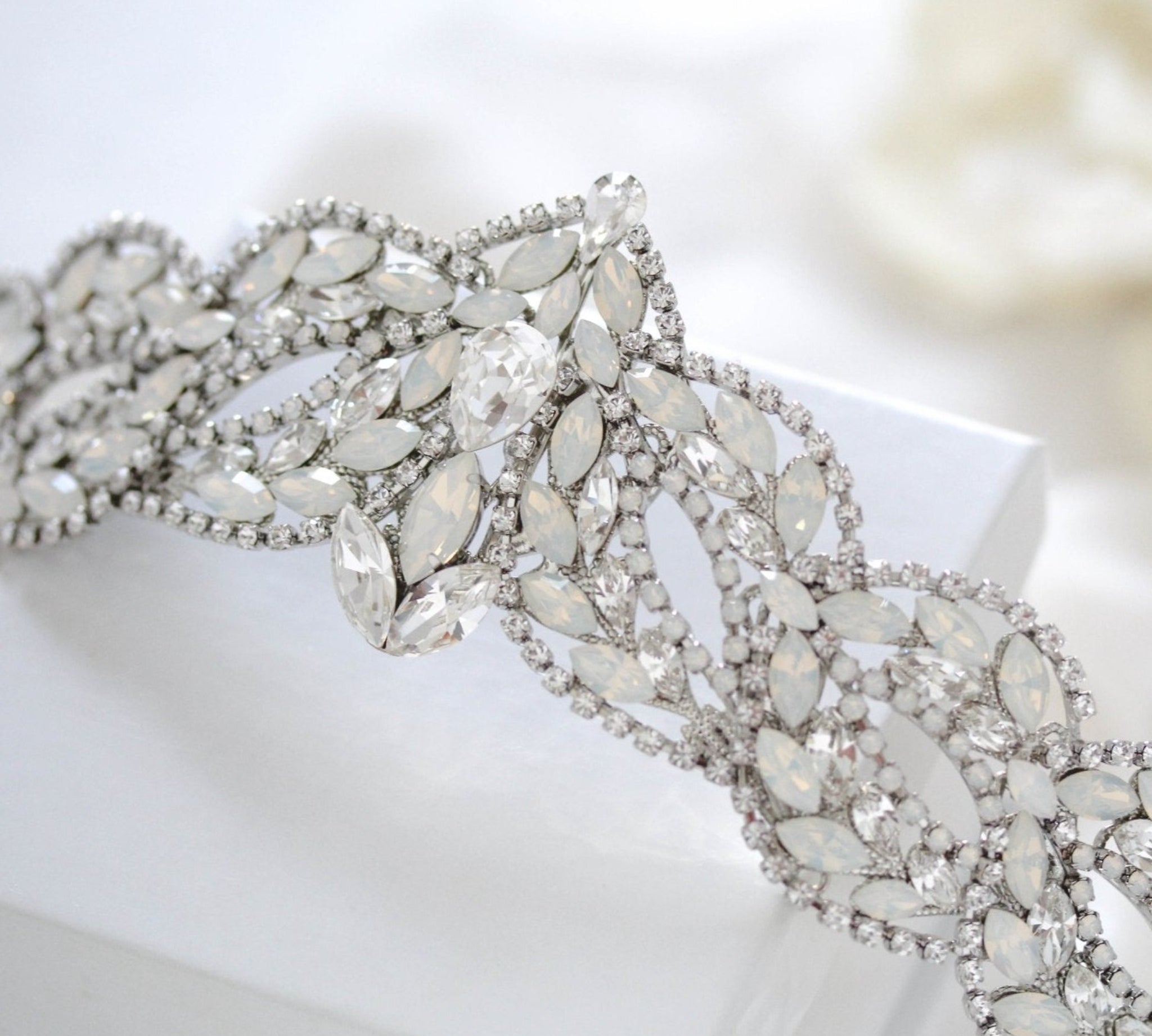 White opal crystal bridal tiara - MARLEY - Treasures by Agnes