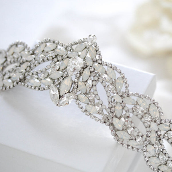 White opal crystal bridal tiara - MARLEY - Treasures by Agnes