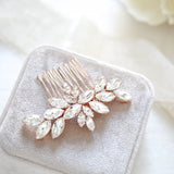 White opal crystal hair comb for bride - JILL - Treasures by Agnes