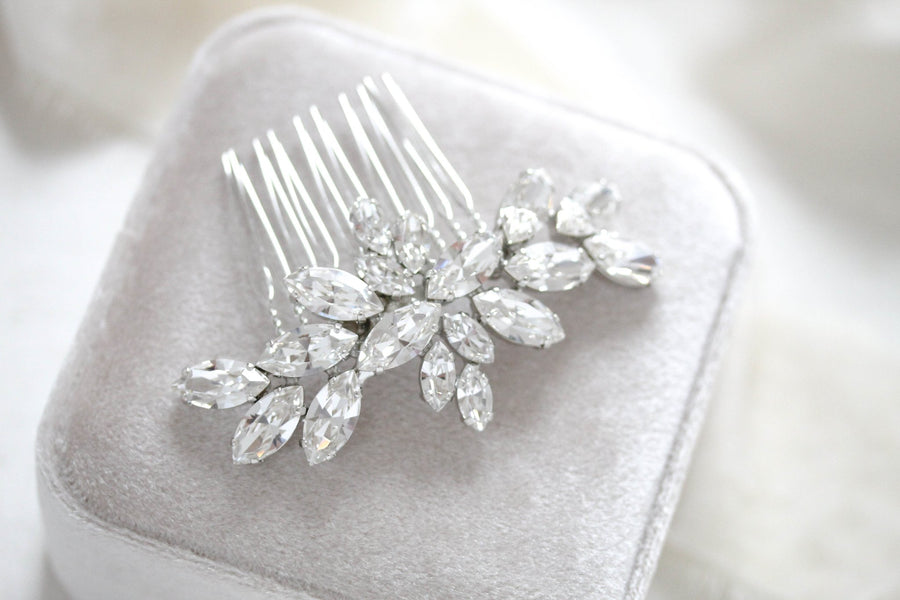 White opal crystal hair comb for bride - JILL - Treasures by Agnes