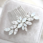 White opal crystal hair comb for bride - JILL - Treasures by Agnes