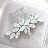 White opal crystal hair comb for bride - JILL - Treasures by Agnes