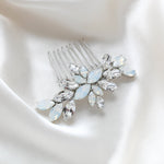 White opal crystal hair comb for bride - JILL - Treasures by Agnes