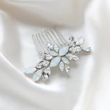 White opal crystal hair comb for bride - JILL - Treasures by Agnes