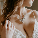 White opal crystal statement bridal necklace - SANDRA - Treasures by Agnes