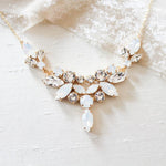 White opal crystal statement bridal necklace - SANDRA - Treasures by Agnes