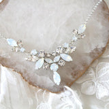 White opal crystal statement bridal necklace - SANDRA - Treasures by Agnes