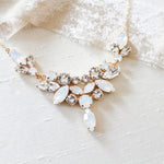 White opal crystal statement bridal necklace - SANDRA - Treasures by Agnes