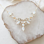 White opal crystal statement bridal necklace - SANDRA - Treasures by Agnes