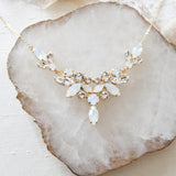 White opal crystal statement bridal necklace - SANDRA - Treasures by Agnes