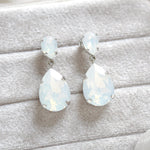 White opal crystal tear drop bridal earrings- BETHANY - Treasures by Agnes