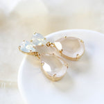 White opal crystal tear drop bridal earrings- BETHANY - Treasures by Agnes