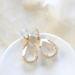 White opal crystal tear drop bridal earrings- BETHANY - Treasures by Agnes