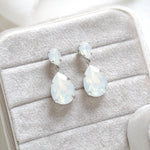White opal crystal tear drop bridal earrings- BETHANY - Treasures by Agnes