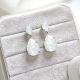 White opal crystal tear drop bridal earrings- BETHANY - Treasures by Agnes