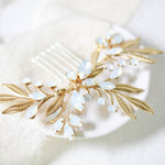White opal crystal wedding hair piece- LAINA - Treasures by Agnes