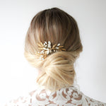 White opal crystal wedding hair piece- LAINA - Treasures by Agnes