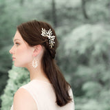 White opal crystal wedding hair piece- LAINA - Treasures by Agnes