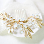 White opal crystal wedding hair piece- LAINA - Treasures by Agnes