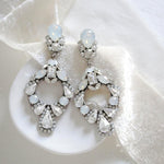 White opal crystal wedding hoop earrings - DANIELLE - Treasures by Agnes