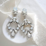 White opal crystal wedding hoop earrings - DANIELLE - Treasures by Agnes