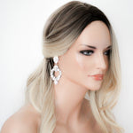 White opal crystal wedding hoop earrings - DANIELLE - Treasures by Agnes