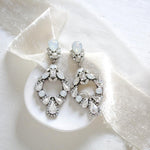 White opal crystal wedding hoop earrings - DANIELLE - Treasures by Agnes
