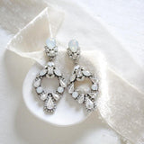 White opal crystal wedding hoop earrings - DANIELLE - Treasures by Agnes